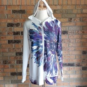 Christopher & Banks Flower White Purple Hoodie S c